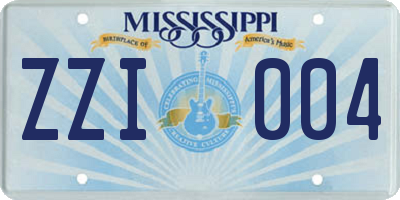 MS license plate ZZI004