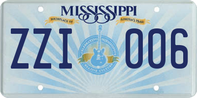 MS license plate ZZI006