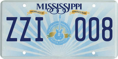 MS license plate ZZI008