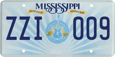 MS license plate ZZI009
