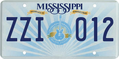 MS license plate ZZI012
