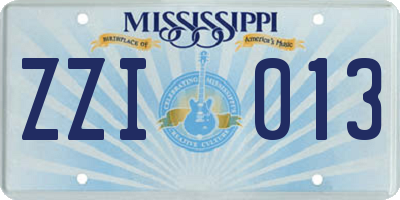 MS license plate ZZI013