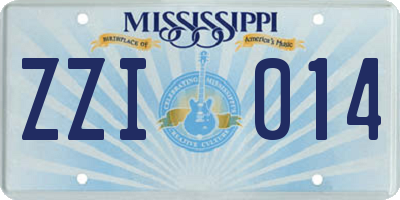 MS license plate ZZI014