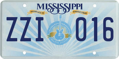 MS license plate ZZI016