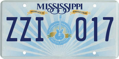 MS license plate ZZI017