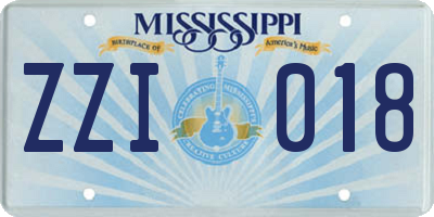 MS license plate ZZI018