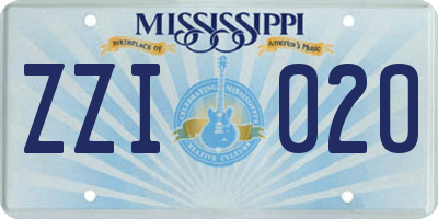 MS license plate ZZI020