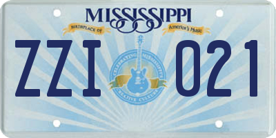 MS license plate ZZI021
