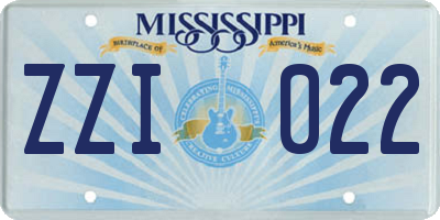 MS license plate ZZI022