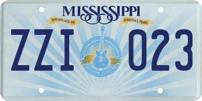MS license plate ZZI023