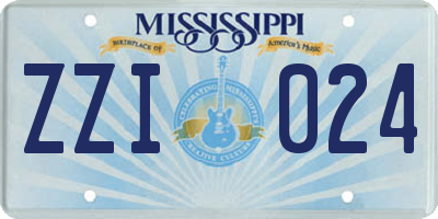 MS license plate ZZI024