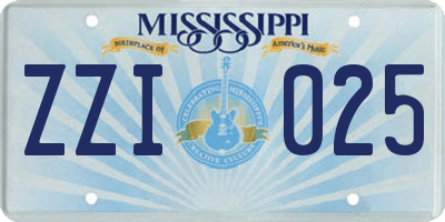MS license plate ZZI025