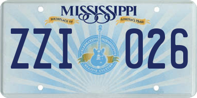 MS license plate ZZI026