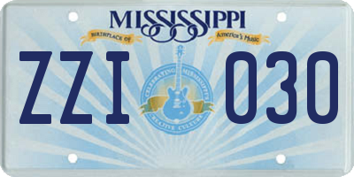 MS license plate ZZI030