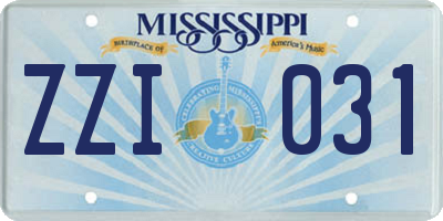 MS license plate ZZI031