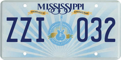 MS license plate ZZI032