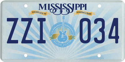 MS license plate ZZI034