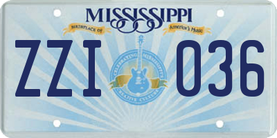 MS license plate ZZI036