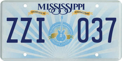 MS license plate ZZI037
