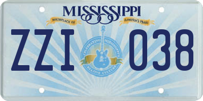 MS license plate ZZI038