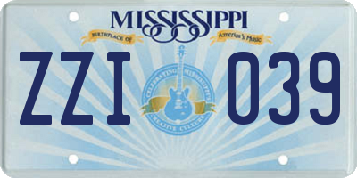 MS license plate ZZI039