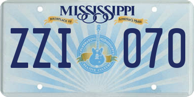 MS license plate ZZI070