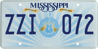MS license plate ZZI072
