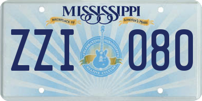 MS license plate ZZI080