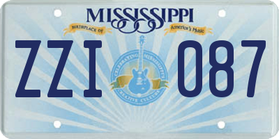 MS license plate ZZI087