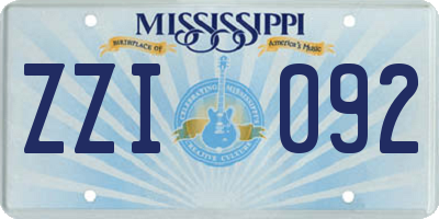 MS license plate ZZI092