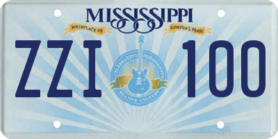 MS license plate ZZI100