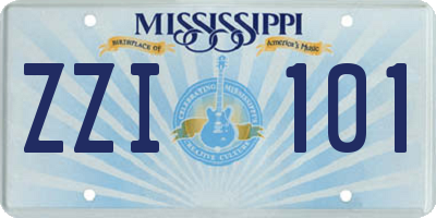 MS license plate ZZI101