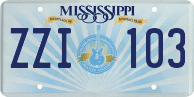 MS license plate ZZI103