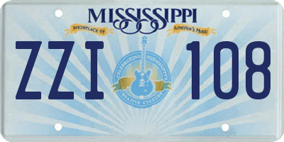 MS license plate ZZI108