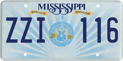 MS license plate ZZI116