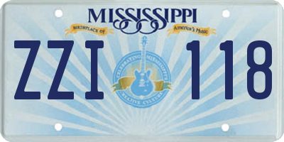 MS license plate ZZI118