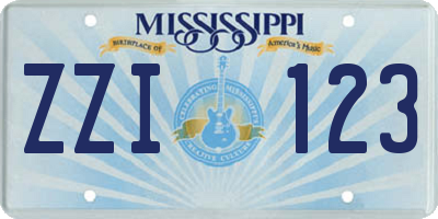 MS license plate ZZI123