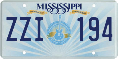 MS license plate ZZI194