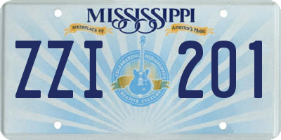 MS license plate ZZI201