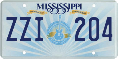 MS license plate ZZI204