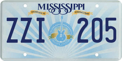 MS license plate ZZI205