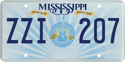 MS license plate ZZI207
