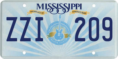 MS license plate ZZI209