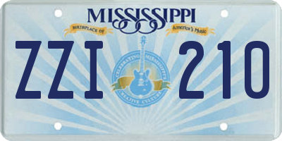 MS license plate ZZI210