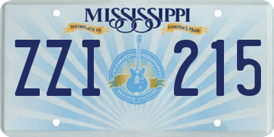 MS license plate ZZI215