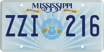 MS license plate ZZI216