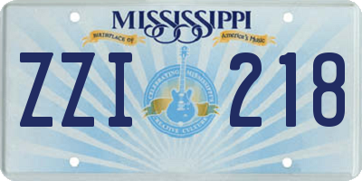 MS license plate ZZI218