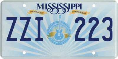 MS license plate ZZI223