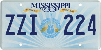MS license plate ZZI224