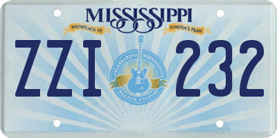 MS license plate ZZI232